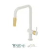 Single-handle kitchen faucet Calozy with pull-down & 2-Function hand shower matte white / brushed gold