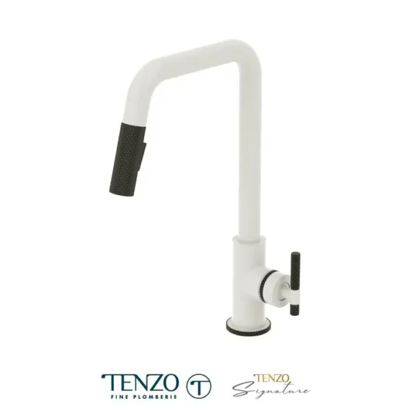 Single-handle kitchen faucet Bellacio with pull-down & 2-Function hand shower matte white / matte black