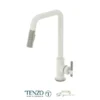 Single-handle kitchen faucet Bellacio with pull-down & 2-Function hand shower matte white / stainless steel