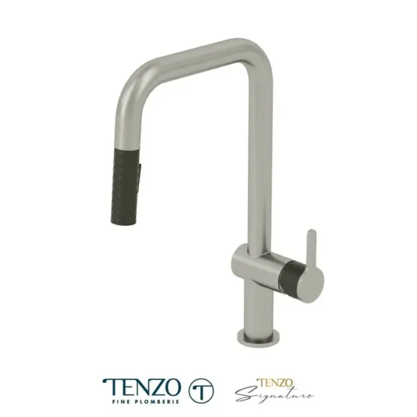 Single-handle kitchen faucet Calozy with pull-down & 2-Function hand shower stainless steel / matte black