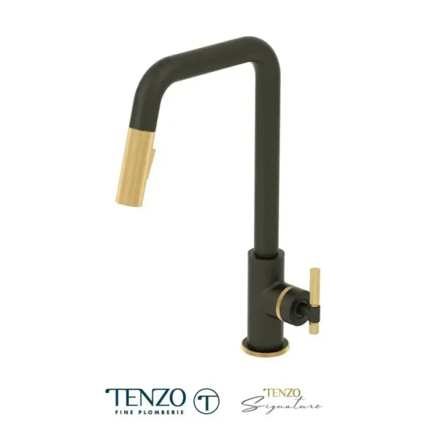 Single-handle kitchen faucet Bellacio with pull-down & 2-Function hand shower matte black / brushed gold