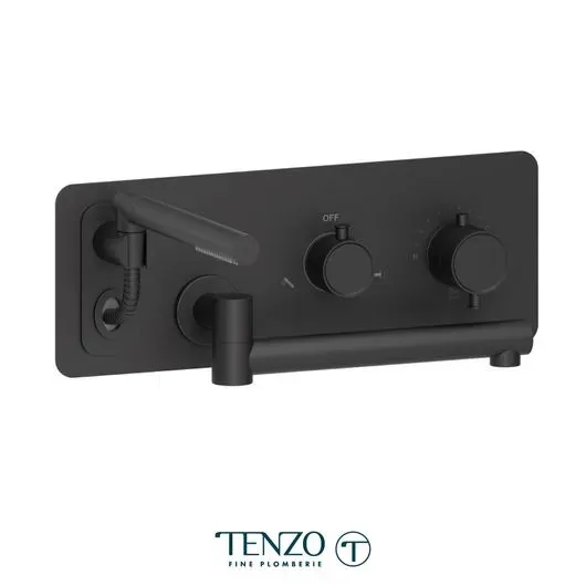 Wall mount tub faucet with swivel spout Alyss matte black