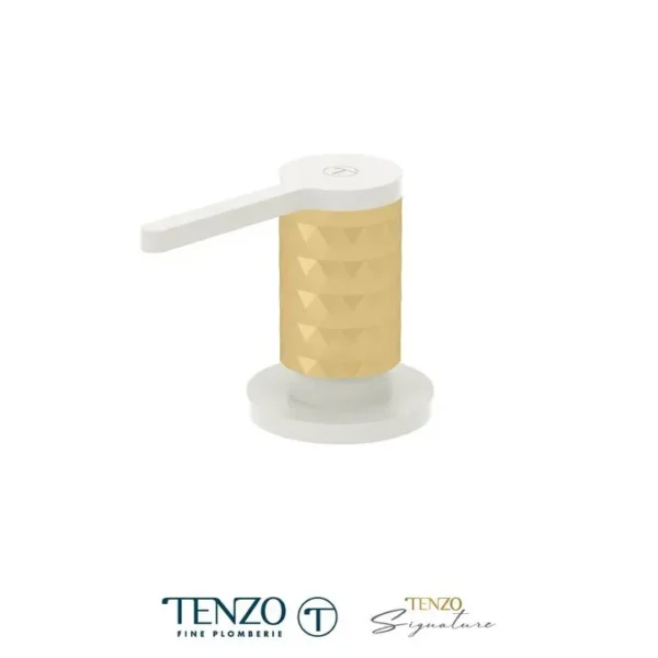 Soap dispenser Calozy matte white / brushed gold