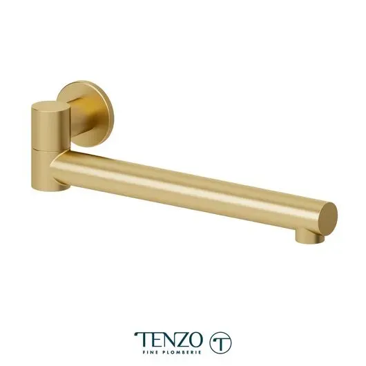 Wall mount swivel spout 30cm [12in] brass brushed gold