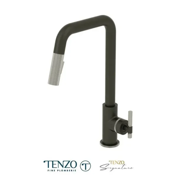 Single-handle kitchen faucet Bellacio with pull-down & 2-Function hand shower matte black / stainless steel