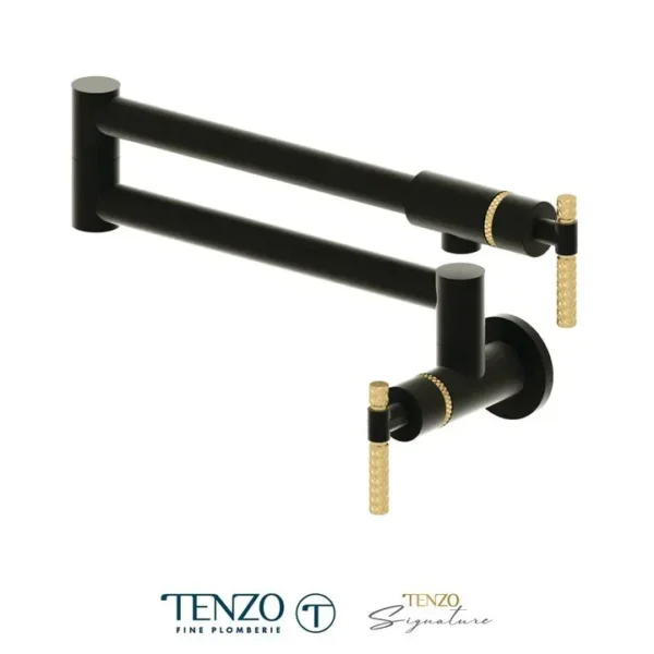 Pot filler faucet Bellacio matte black / brushed gold