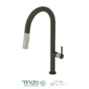 Single-handle kitchen faucet Calozy with pull-down & 2-Function hand shower matte black / stainless steel
