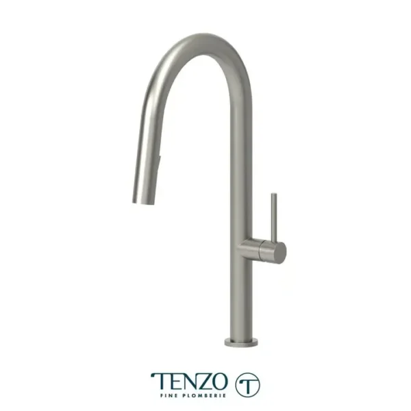 Single-handle kitchen faucet Amador with pull-down & 2-Function hand shower brushed stain. Steel