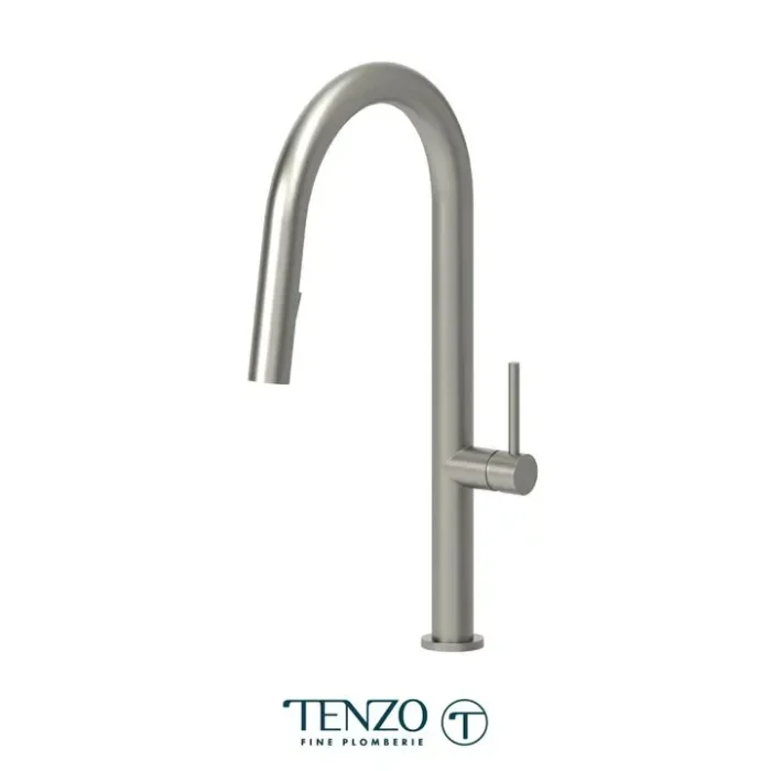 Single-handle kitchen faucet Amador with pull-down & 2-Function hand shower brushed stain. Steel