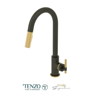 Single-handle kitchen faucet Bellacio with pull-down & 2-Function hand shower matte black / brushed gold