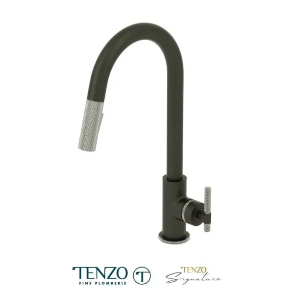 Single-handle kitchen faucet Bellacio with pull-down & 2-Function hand shower matte black / stainless steel