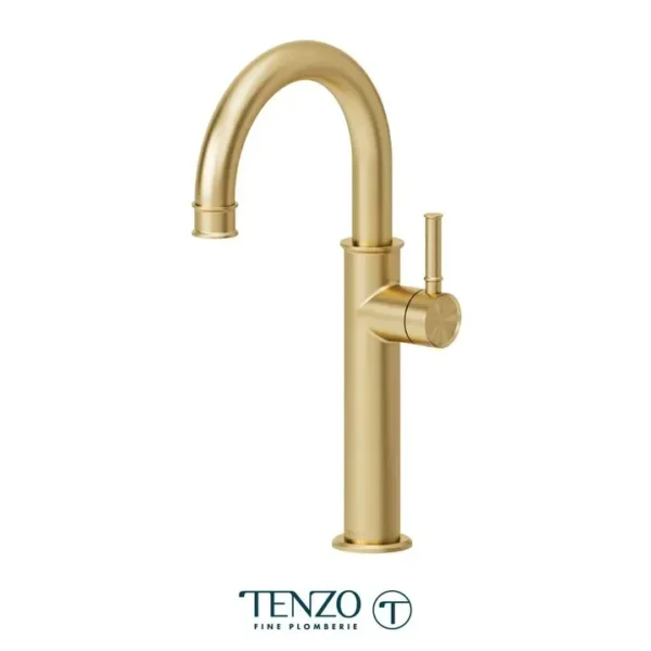 Alyss single hole tall lavatory faucet brushed gold