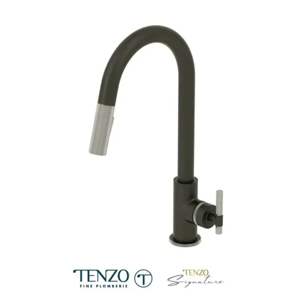 Single-handle kitchen faucet Bellacio with pull-down & 2-Function hand shower matte black / stainless steel