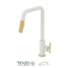 Single-handle kitchen faucet Bellacio with pull-down & 2-Function hand shower matte white / brushed gold