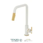Single-handle kitchen faucet Bellacio with pull-down & 2-Function hand shower matte white / brushed gold