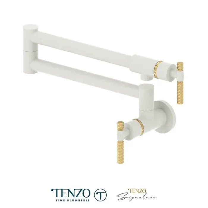 Pot filler faucet Bellacio matte white / brushed gold