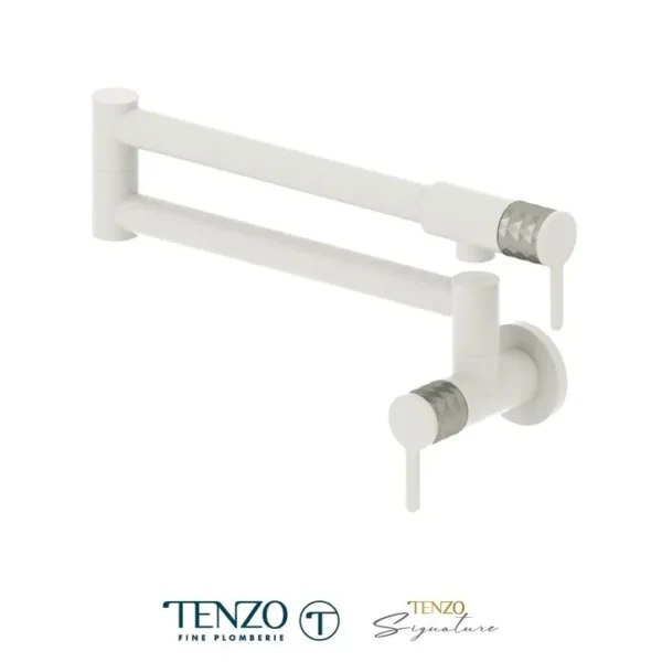Pot filler faucet Calozy matte white / stainless steel