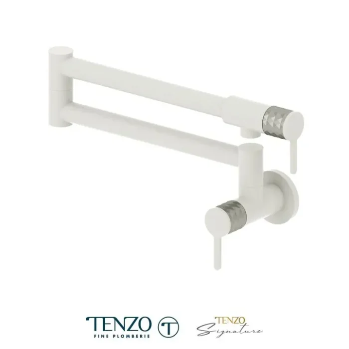 Pot filler faucet Calozy matte white / stainless steel