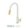 Single-handle kitchen faucet Bellacio with pull-down & 2-Function hand shower matte white / brushed gold