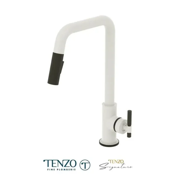Single-handle kitchen faucet Bellacio with pull-down & 2-Function hand shower matte white / matte black