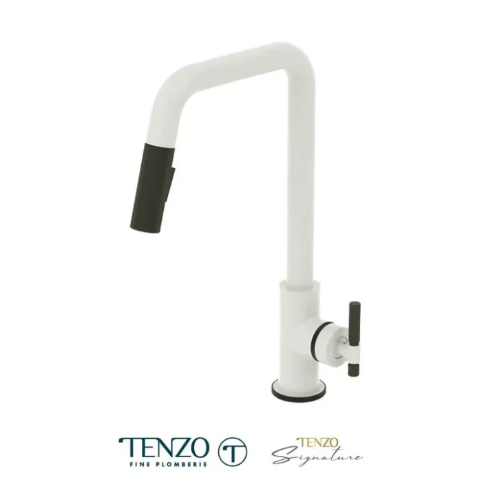 Single-handle kitchen faucet Bellacio with pull-down & 2-Function hand shower matte white / matte black