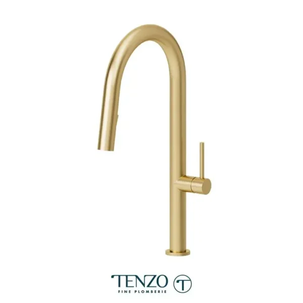 Single-handle kitchen faucet Amador with pull-down & 2-Function hand shower brushed gold
