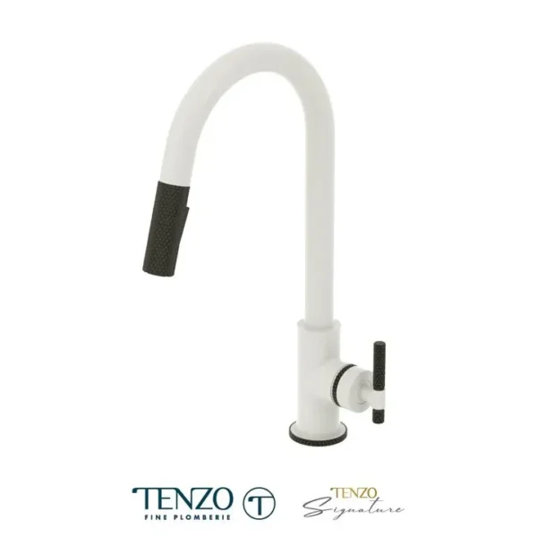 Single-handle kitchen faucet Bellacio with pull-down & 2-Function hand shower matte white / matte black