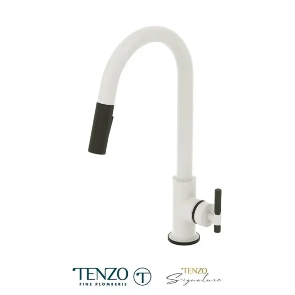 Single-handle kitchen faucet Bellacio with pull-down & 2-Function hand shower matte white / matte black