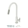 Single-handle kitchen faucet Bellacio with pull-down & 2-Function hand shower matte white / stainless steel