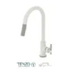 Single-handle kitchen faucet Bellacio with pull-down & 2-Function hand shower matte white / stainless steel