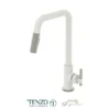 Single-handle kitchen faucet Bellacio with pull-down & 2-Function hand shower matte white / stainless steel