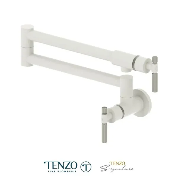 Pot filler faucet Bellacio matte white / stainless steel
