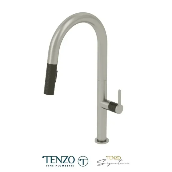 Single-handle kitchen faucet Calozy with pull-down & 2-Function hand shower stainless steel / matte black