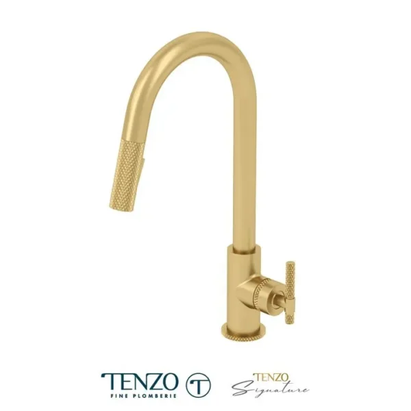 Single-handle kitchen faucet Bellacio with pull-down & 2-Function hand shower brushed gold