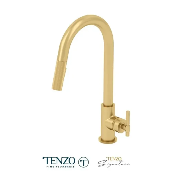 Single-handle kitchen faucet Bellacio with pull-down & 2-Function hand shower brushed gold