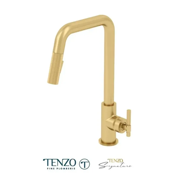 Single-handle kitchen faucet Bellacio with pull-down & 2-Function hand shower brushed gold