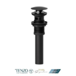 Push pop-up drain with oveflow round matte black