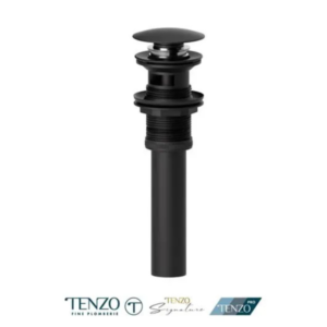 Push pop-up drain with oveflow round matte black