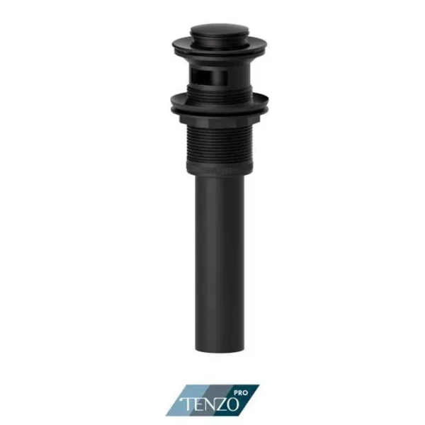 Push pop-up drain with oveflow round matte black