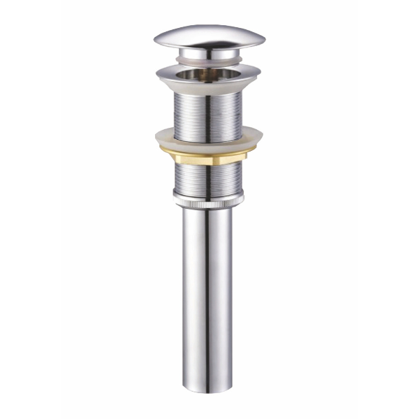 Push pop-up drain without oveflow round chrome