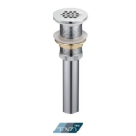 Push pop-up drain without oveflow round with grid top chrome