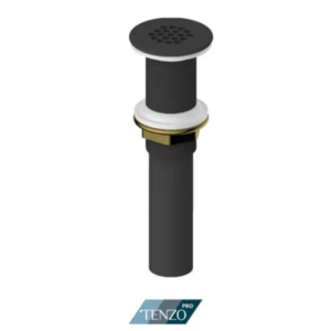 Push pop-up drain without oveflow round with grid top matte black