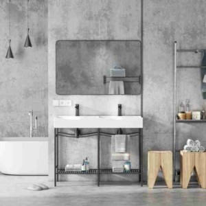 KODAEN 43″ European Style Double Bathroom Vanity with Ceramic Vanity Top