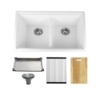 32" Workstation Under Mount 50/50 Double Bowl Kitchen Sink with Strainer