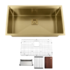 KODAEN UNS3000P 32″ Workstation Under Mount Single Bowl Kitchen Sink In 16 Gauge