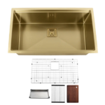 KODAEN UNS3000P 32″ Workstation Under Mount Single Bowl Kitchen Sink In 16 Gauge