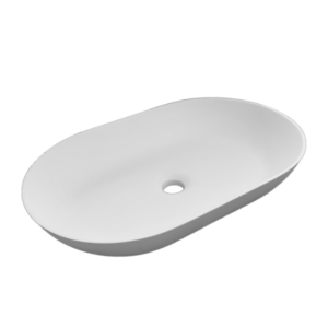 Solid surface oval vessel sink