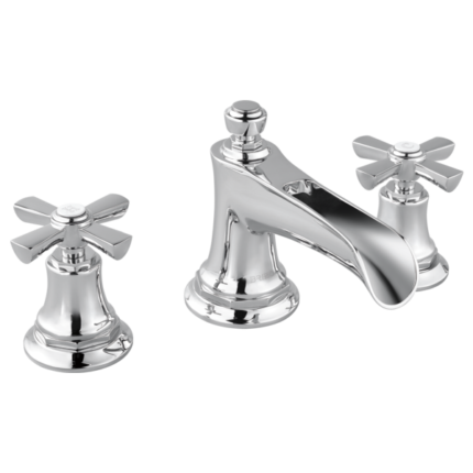 Brizo Rook widespread lavatory faucet with channel spout in Luxe Gold finish