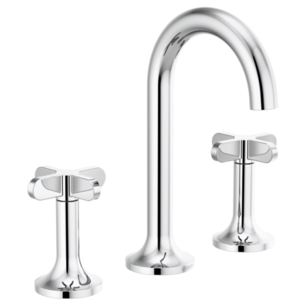 Polished Chrome Brizo Odin widespread faucet close-up