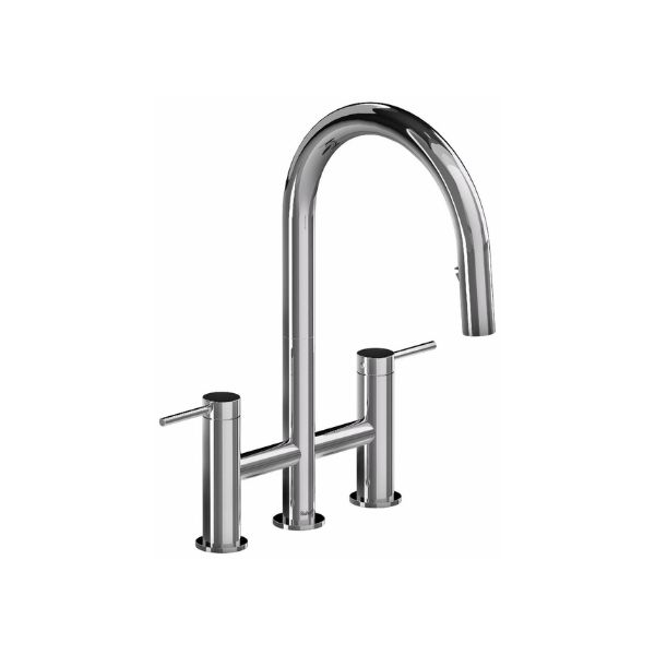 Riobel Azure™ Bridge Pull-Down Kitchen Faucet With C-Spout AZ400